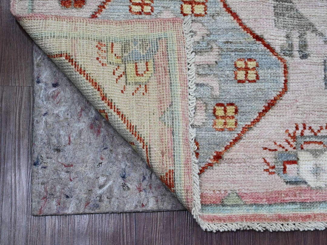 3'11" x 6'2" New Hand Knotted Pink Wool Rectangle Oriental Rug - MOA10220534