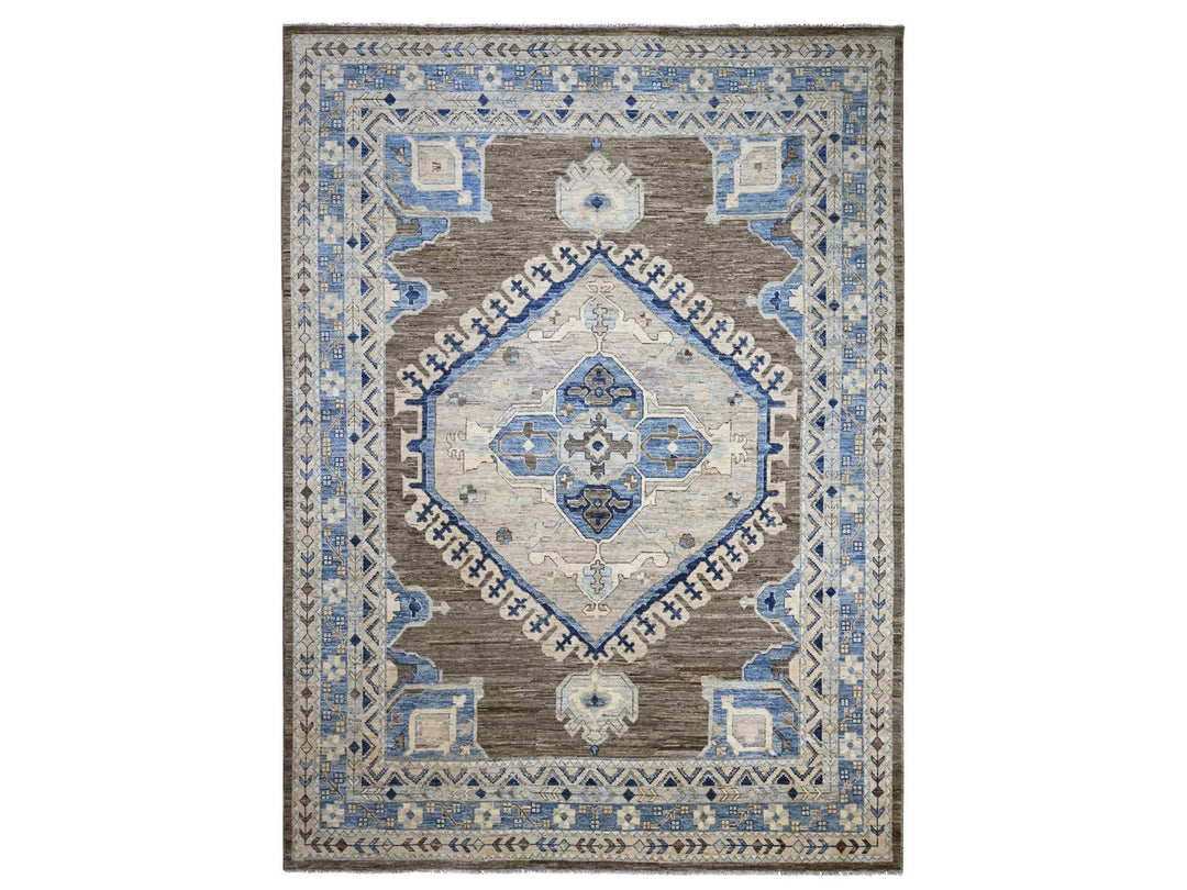 11'8" x 15'6" New Hand Knotted Brown Wool Rectangle Oriental Rug - MOA10220538