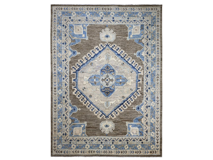 11'8" x 15'6" New Hand Knotted Brown Wool Rectangle Oriental Rug - MOA10220538