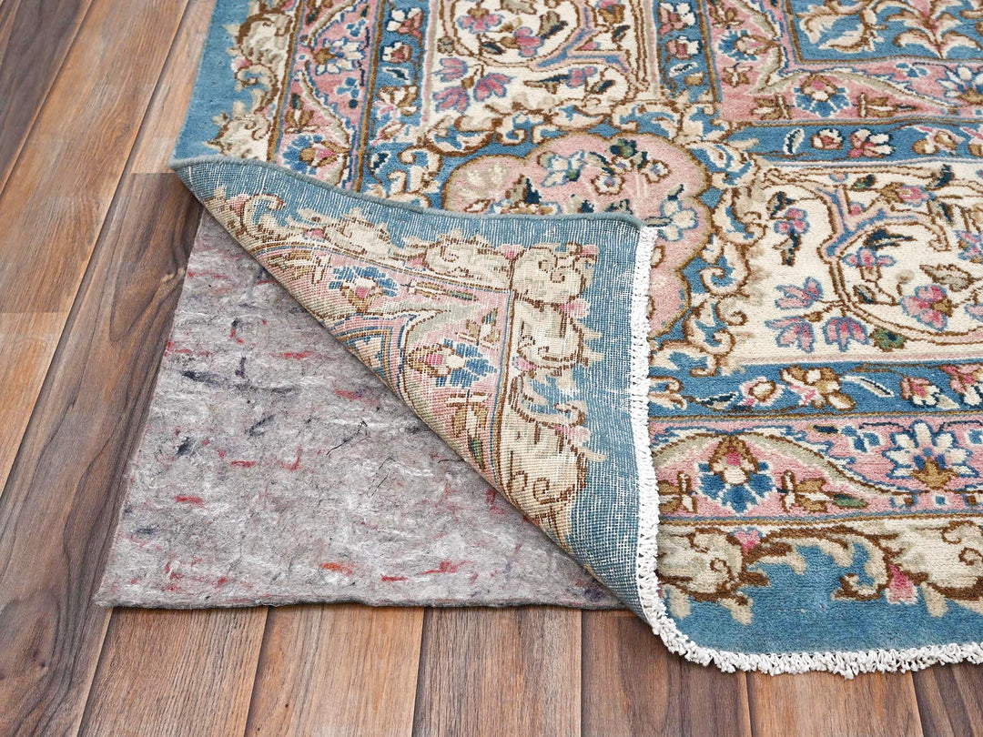 8'10" x 11'10" Vintage Hand Knotted Blue Wool Rectangle Oriental Rug - MOA1022053