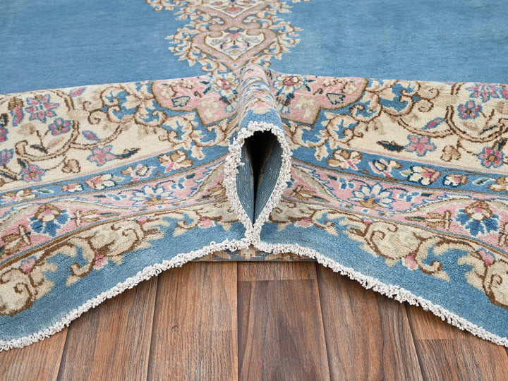 8'10" x 11'10" Vintage Hand Knotted Blue Wool Rectangle Oriental Rug - MOA1022053