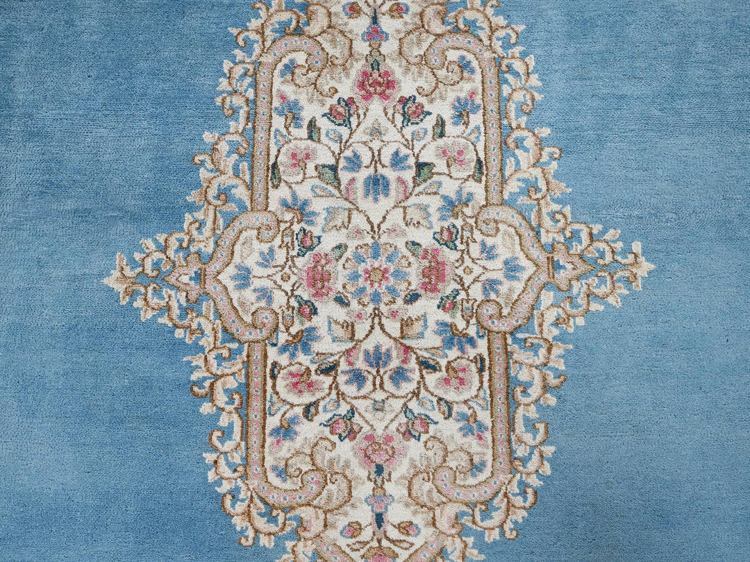 8'10" x 11'10" Vintage Hand Knotted Blue Wool Rectangle Oriental Rug - MOA1022053