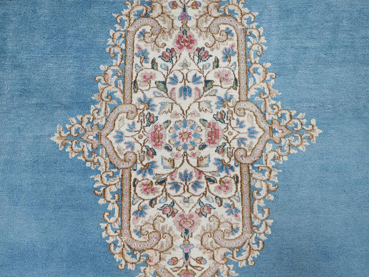 8'10" x 11'10" Vintage Hand Knotted Blue Wool Rectangle Oriental Rug - MOA1022053