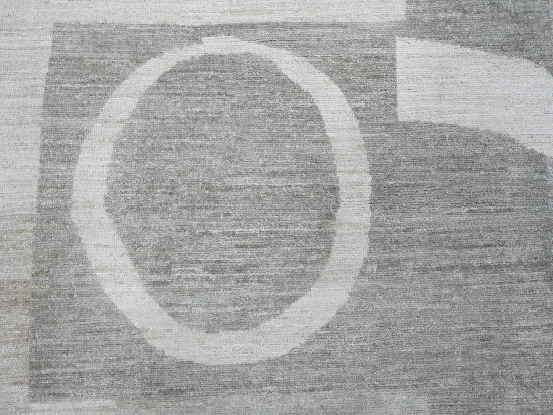 8'9" x 11'6" New Hand Knotted Grey Wool Rectangle Oriental Rug - MOA10220540