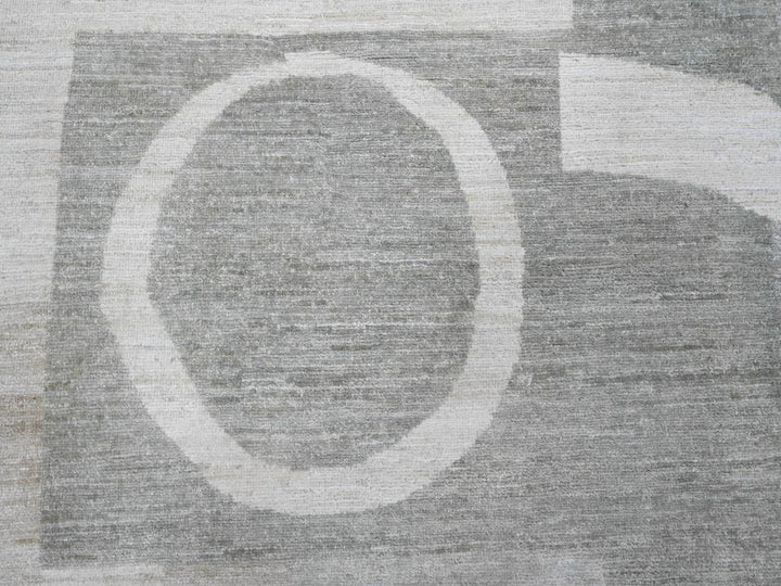8'9" x 11'6" New Hand Knotted Grey Wool Rectangle Oriental Rug - MOA10220540