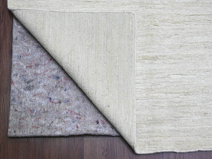 9'9" x 13'6" New Hand Knotted Ivory Wool Rectangle Oriental Rug - MOA10220541