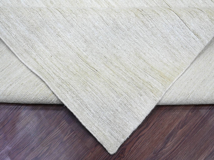 9'9" x 13'6" New Hand Knotted Ivory Wool Rectangle Oriental Rug - MOA10220541