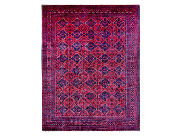 9'9" x 12'9" New Hand Knotted Red Wool Rectangle Oriental Rug - MOA10220544