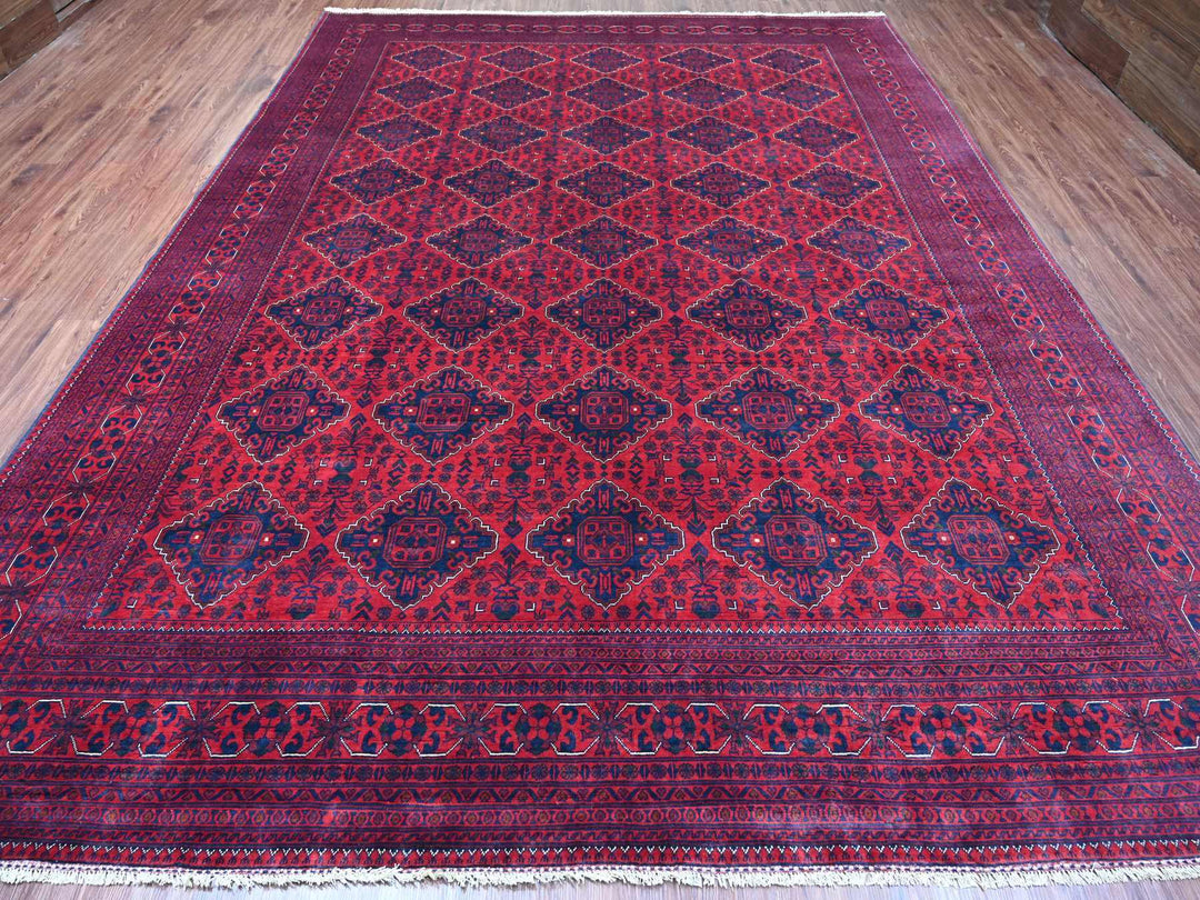 9'9" x 12'9" New Hand Knotted Red Wool Rectangle Oriental Rug - MOA10220544
