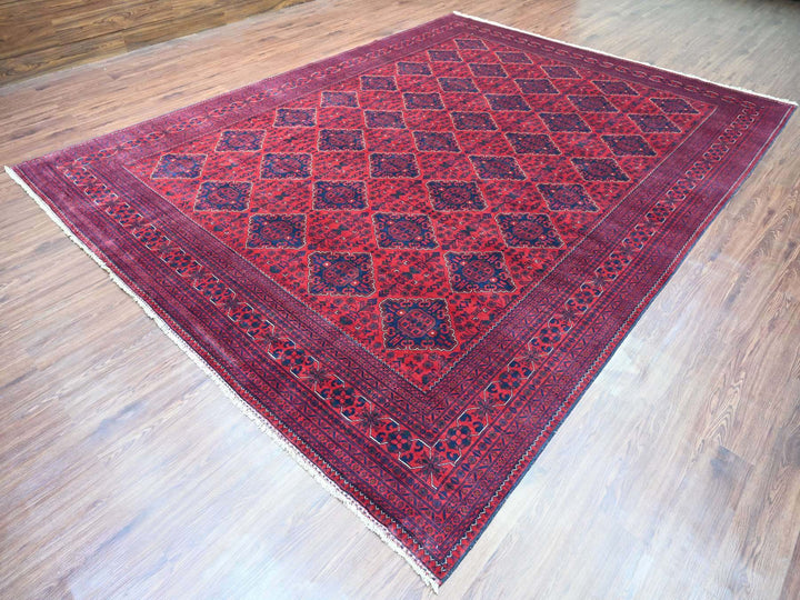 9'9" x 12'9" New Hand Knotted Red Wool Rectangle Oriental Rug - MOA10220544