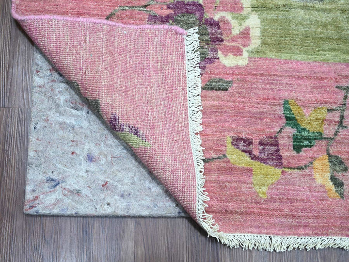 8'11" x 12'3" New Hand Knotted Green Wool Rectangle Oriental Rug - MOA10220545