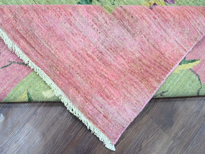 8'11" x 12'3" New Hand Knotted Green Wool Rectangle Oriental Rug - MOA10220545
