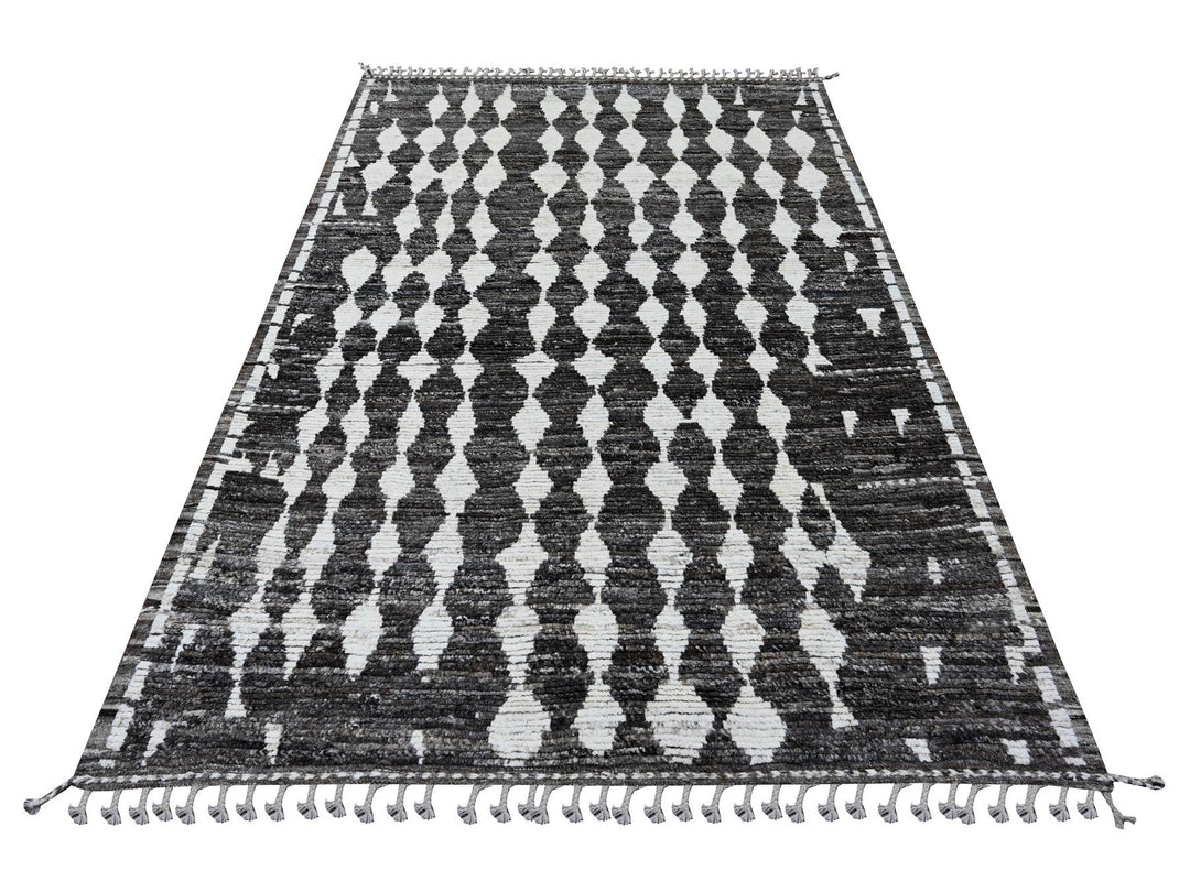 5'6" x 8'0" New Hand Knotted Grey Wool Rectangle Oriental Rug - MOA10220546