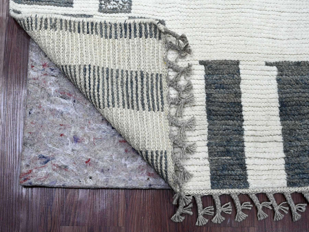 6'1" x 9'1" New Hand Knotted Ivory Wool Rectangle Oriental Rug - MOA10220547