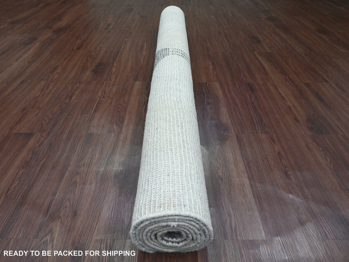 6'1" x 9'1" New Hand Knotted Ivory Wool Rectangle Oriental Rug - MOA10220547