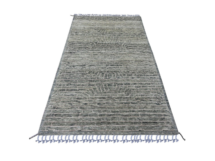 4'5" x 7'8" New Hand Knotted Green Wool Rectangle Oriental Rug - MOA10220549