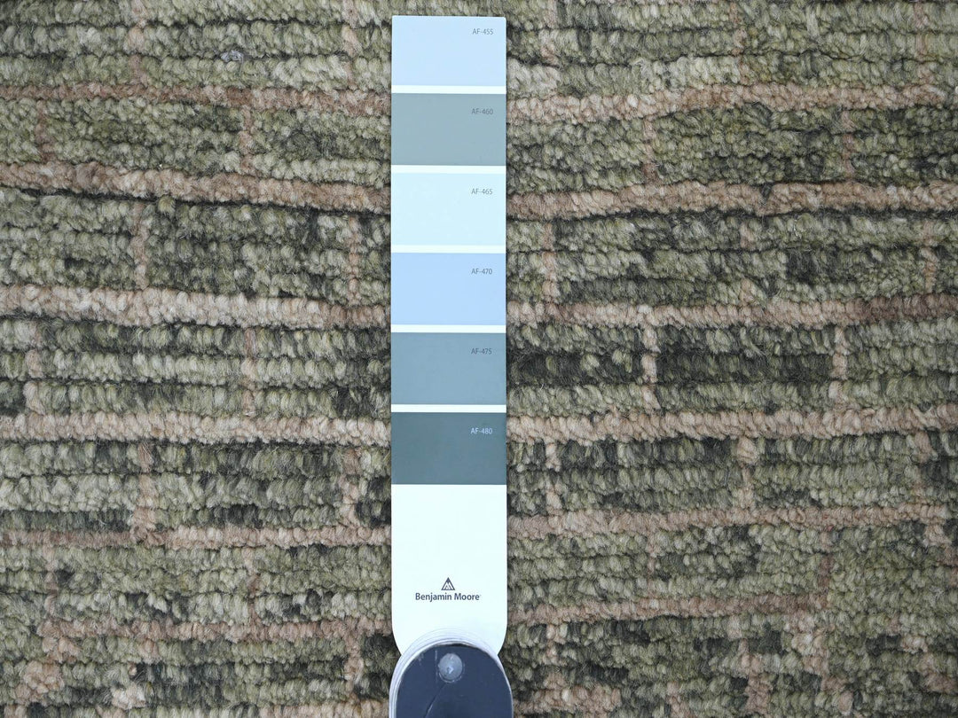 4'5" x 7'8" New Hand Knotted Green Wool Rectangle Oriental Rug - MOA10220549