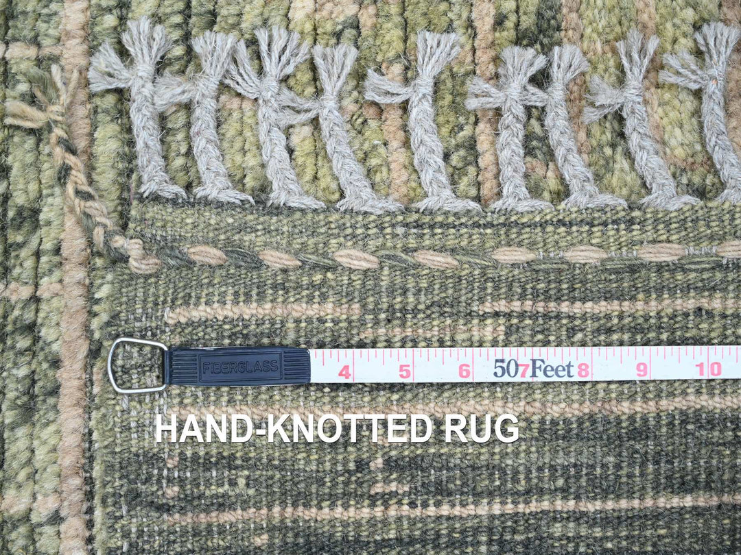 4'5" x 7'8" New Hand Knotted Green Wool Rectangle Oriental Rug - MOA10220549