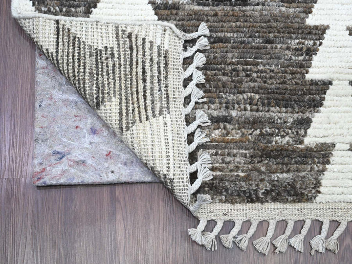 3'1" x 16'8" New Hand Knotted Brown Wool Runner Oriental Rug - MOA10220550