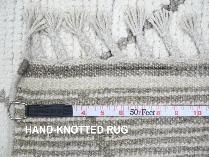 3'2" x 15'4" New Hand Knotted Ivory Wool Runner Oriental Rug - MOA10220551