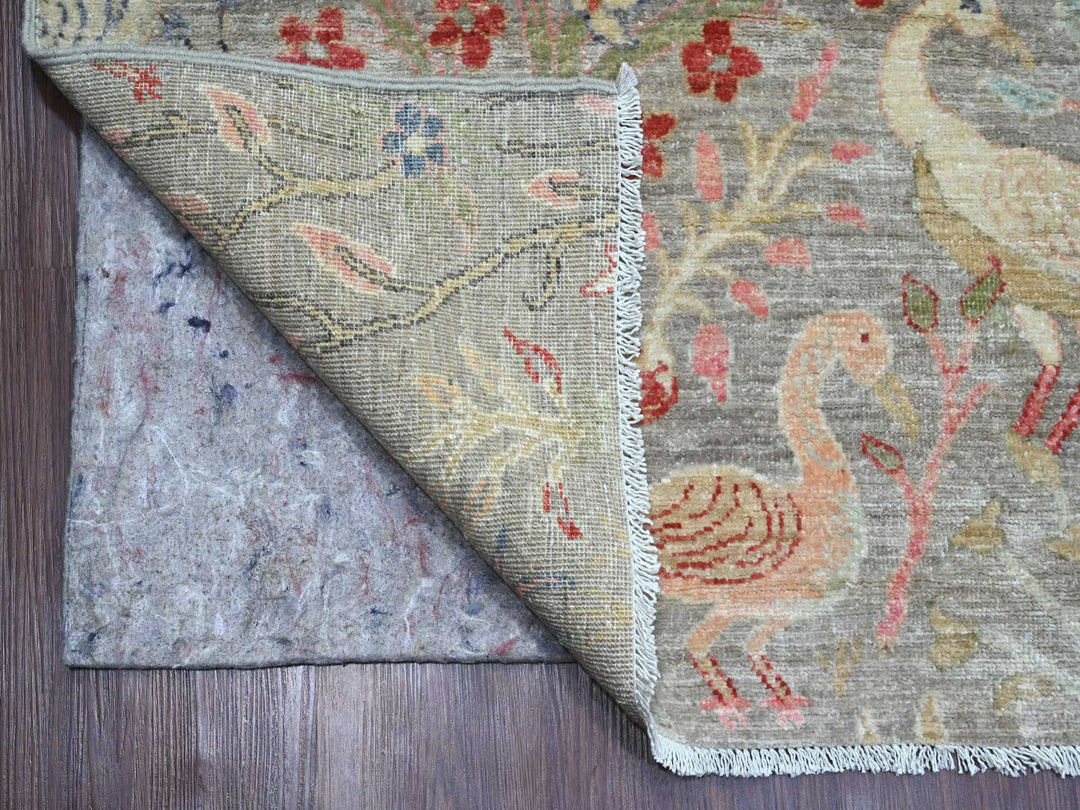 9'11" x 13'8" New Hand Knotted Grey Wool Rectangle Oriental Rug - MOA10220559