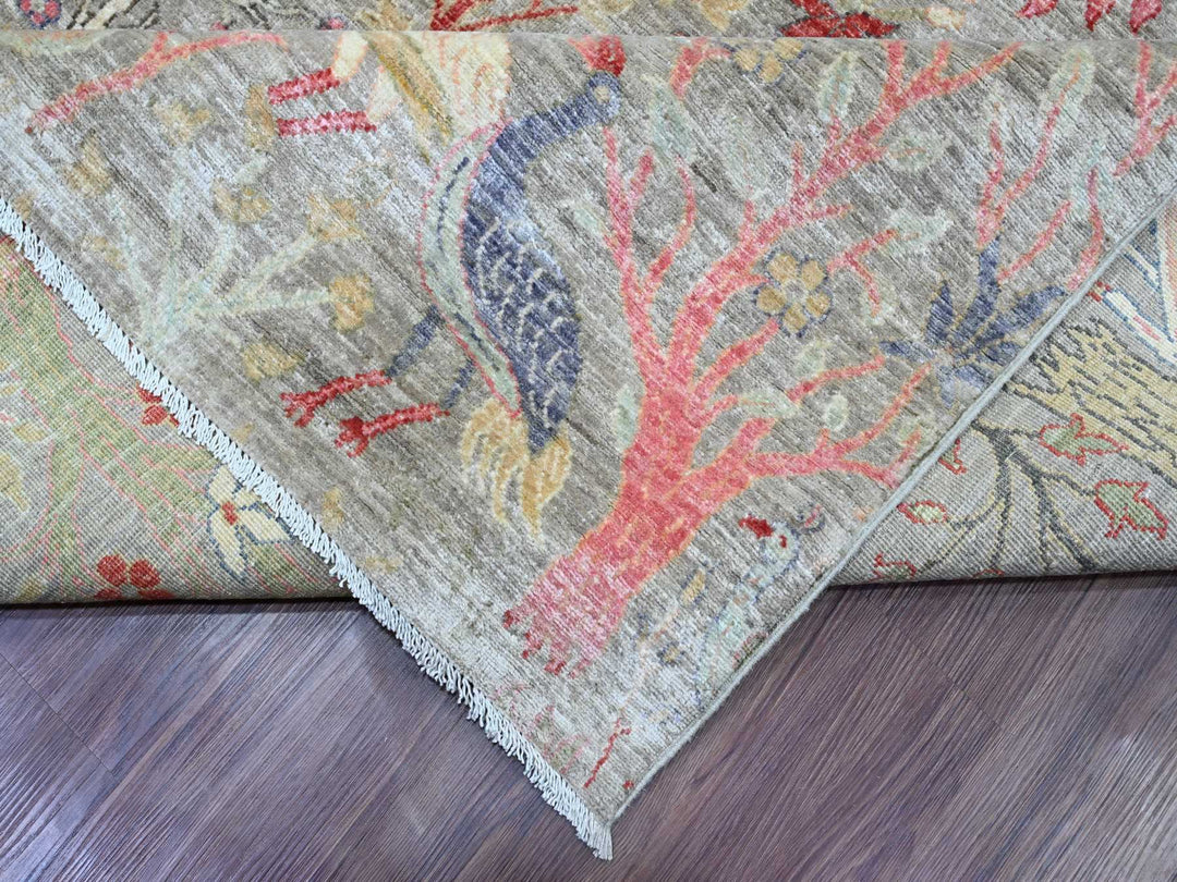 9'11" x 13'8" New Hand Knotted Grey Wool Rectangle Oriental Rug - MOA10220559