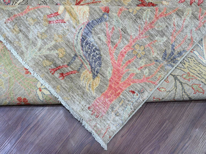 9'11" x 13'8" New Hand Knotted Grey Wool Rectangle Oriental Rug - MOA10220559