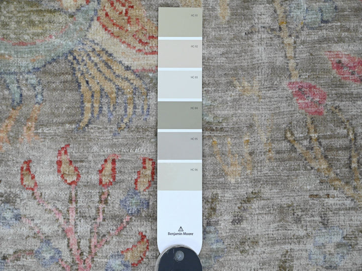 9'11" x 13'8" New Hand Knotted Grey Wool Rectangle Oriental Rug - MOA10220559