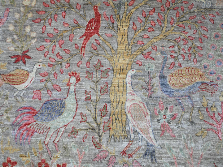 9'11" x 13'8" New Hand Knotted Grey Wool Rectangle Oriental Rug - MOA10220559