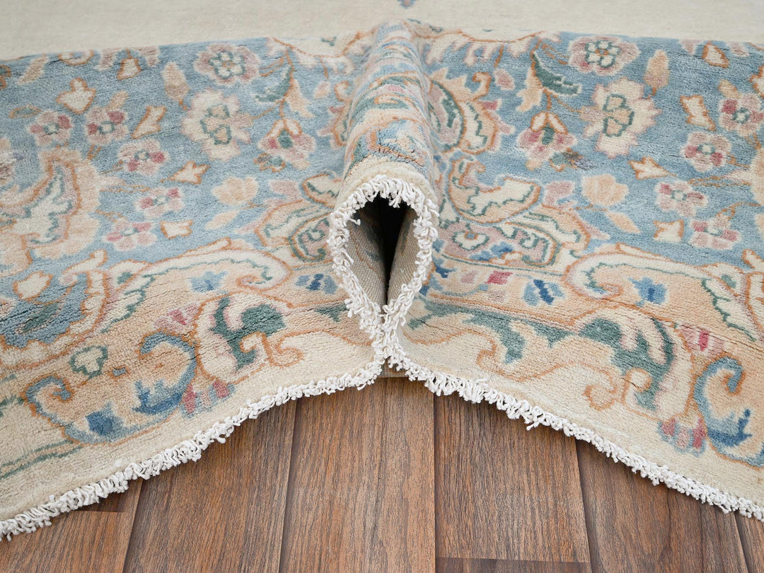 9'11" x 13'9" Vintage Hand Knotted Ivory Wool Rectangle Oriental Rug - MOA1022055