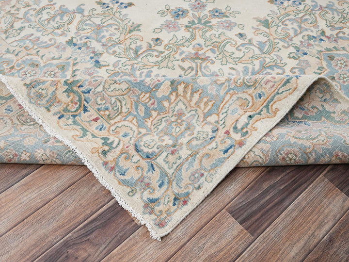 9'11" x 13'9" Vintage Hand Knotted Ivory Wool Rectangle Oriental Rug - MOA1022055