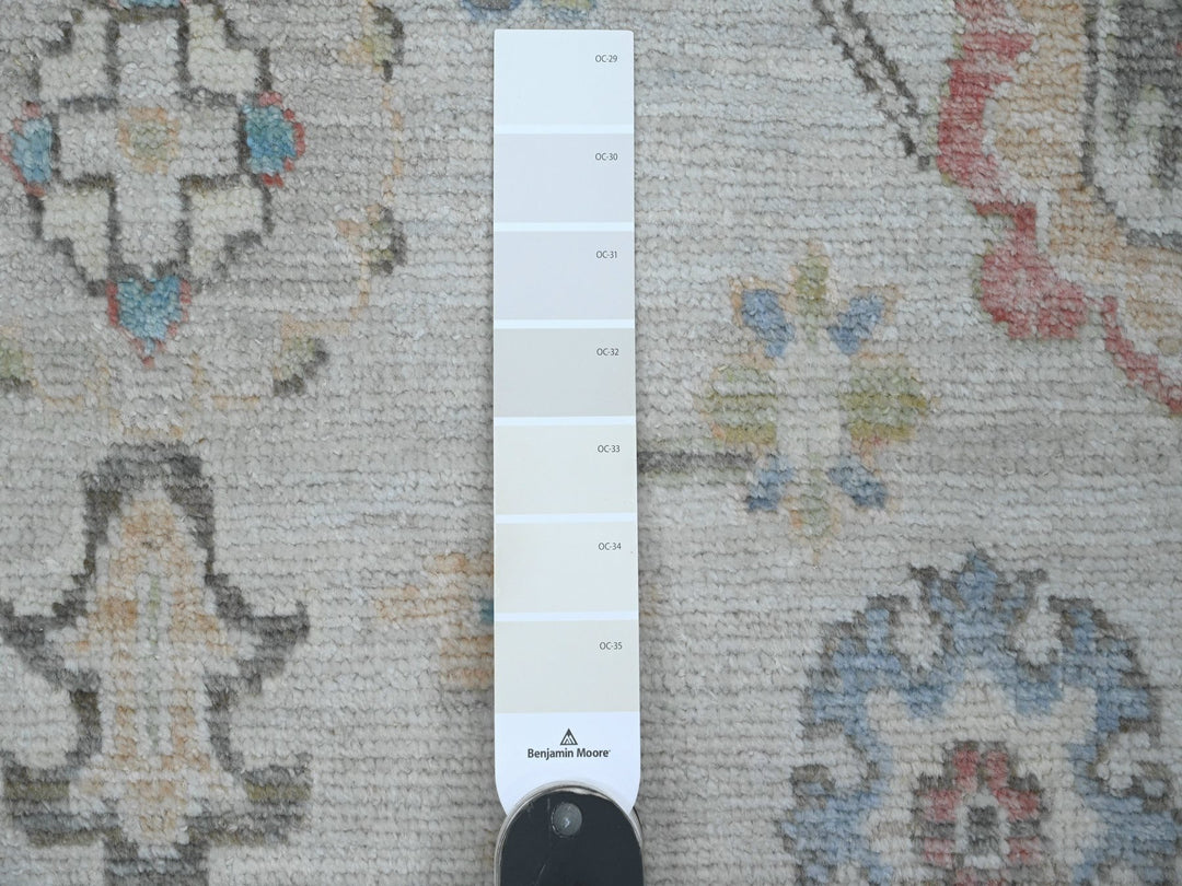 4'1" x 11'7" New Hand Knotted Ivory Wool Runner Oriental Rug - MOA10220563