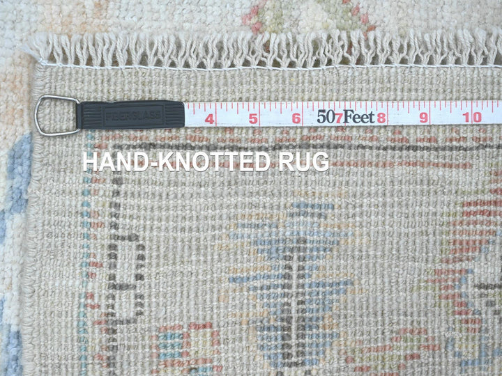 4'1" x 11'7" New Hand Knotted Ivory Wool Runner Oriental Rug - MOA10220563