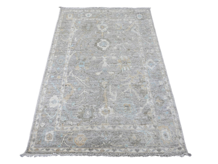 4'1" x 5'10" New Hand Knotted Grey Wool Rectangle Oriental Rug - MOA10220567