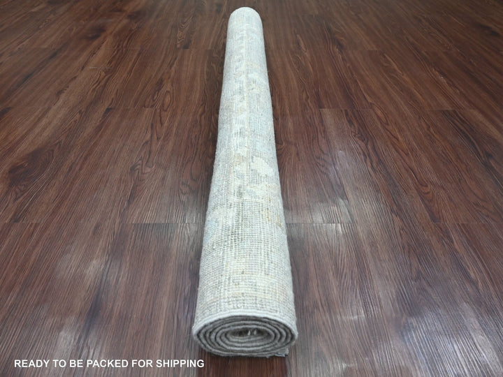 4'1" x 5'10" New Hand Knotted Grey Wool Rectangle Oriental Rug - MOA10220567