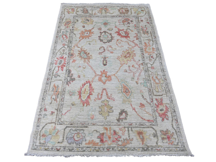 3'10" x 5'10" New Hand Knotted Ivory Wool Rectangle Oriental Rug - MOA10220568