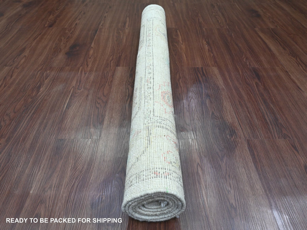 3'10" x 5'10" New Hand Knotted Ivory Wool Rectangle Oriental Rug - MOA10220568