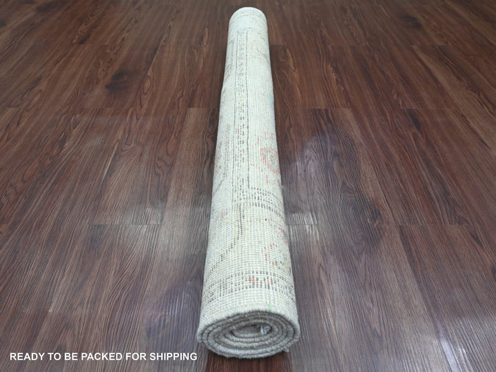 3'10" x 5'10" New Hand Knotted Ivory Wool Rectangle Oriental Rug - MOA10220568