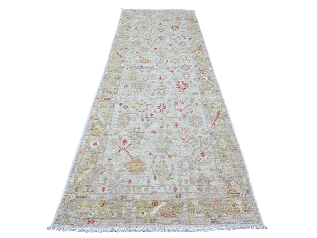 4'0" x 11'9" New Hand Knotted Ivory Wool Runner Oriental Rug - MOA10220571