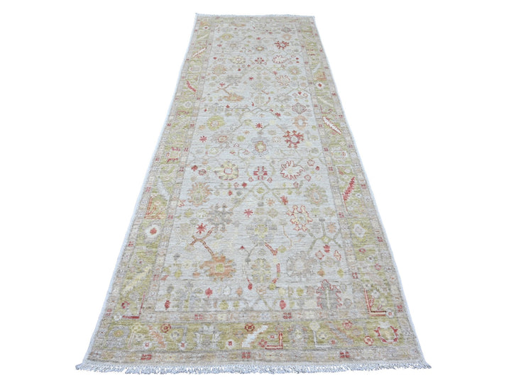 4'0" x 11'9" New Hand Knotted Ivory Wool Runner Oriental Rug - MOA10220571