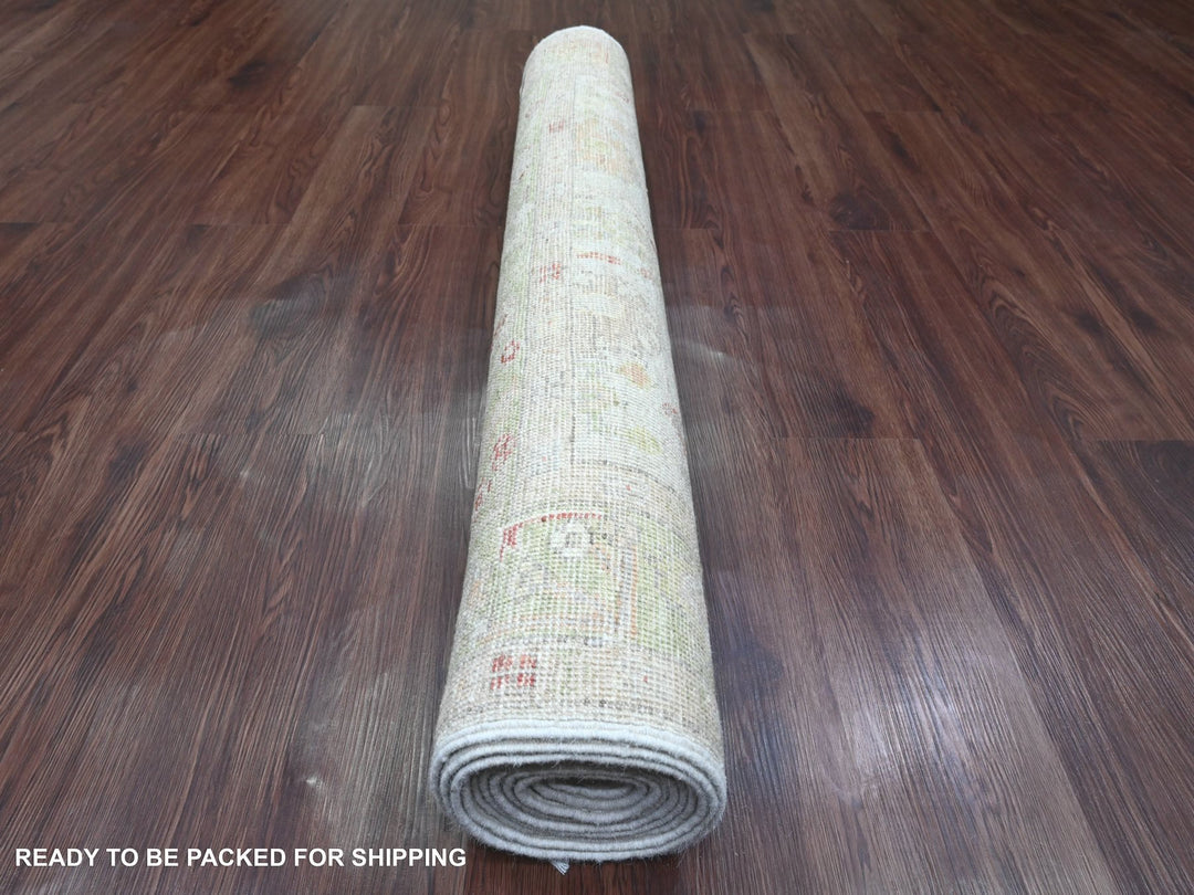 4'0" x 11'9" New Hand Knotted Ivory Wool Runner Oriental Rug - MOA10220571