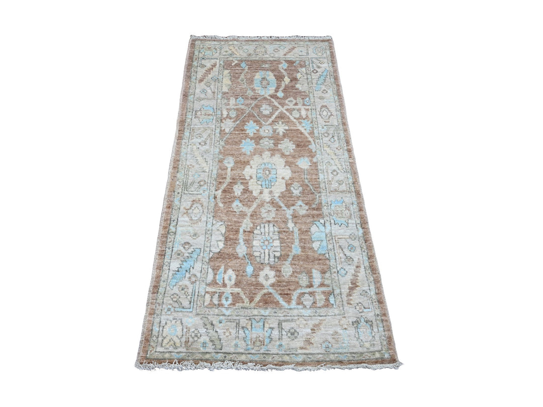 2'10" x 5'10" New Hand Knotted Brown Wool Runner Oriental Rug - MOA10220572