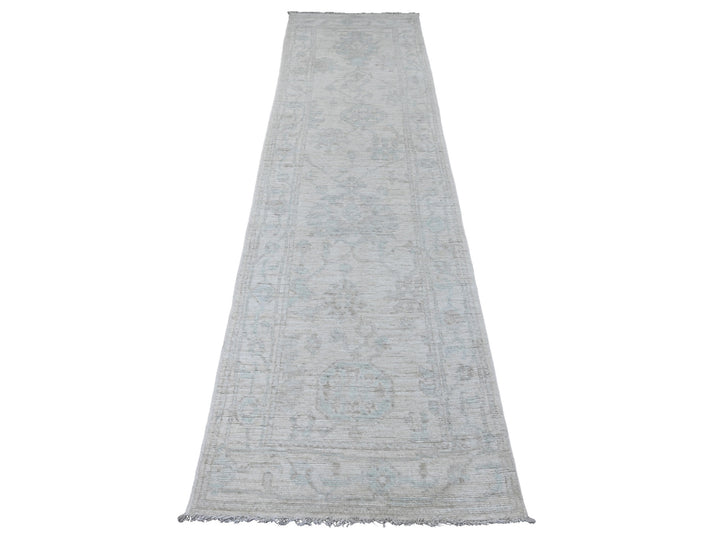 2'8" x 9'8" New Hand Knotted Ivory Wool Runner Oriental Rug - MOA10220577