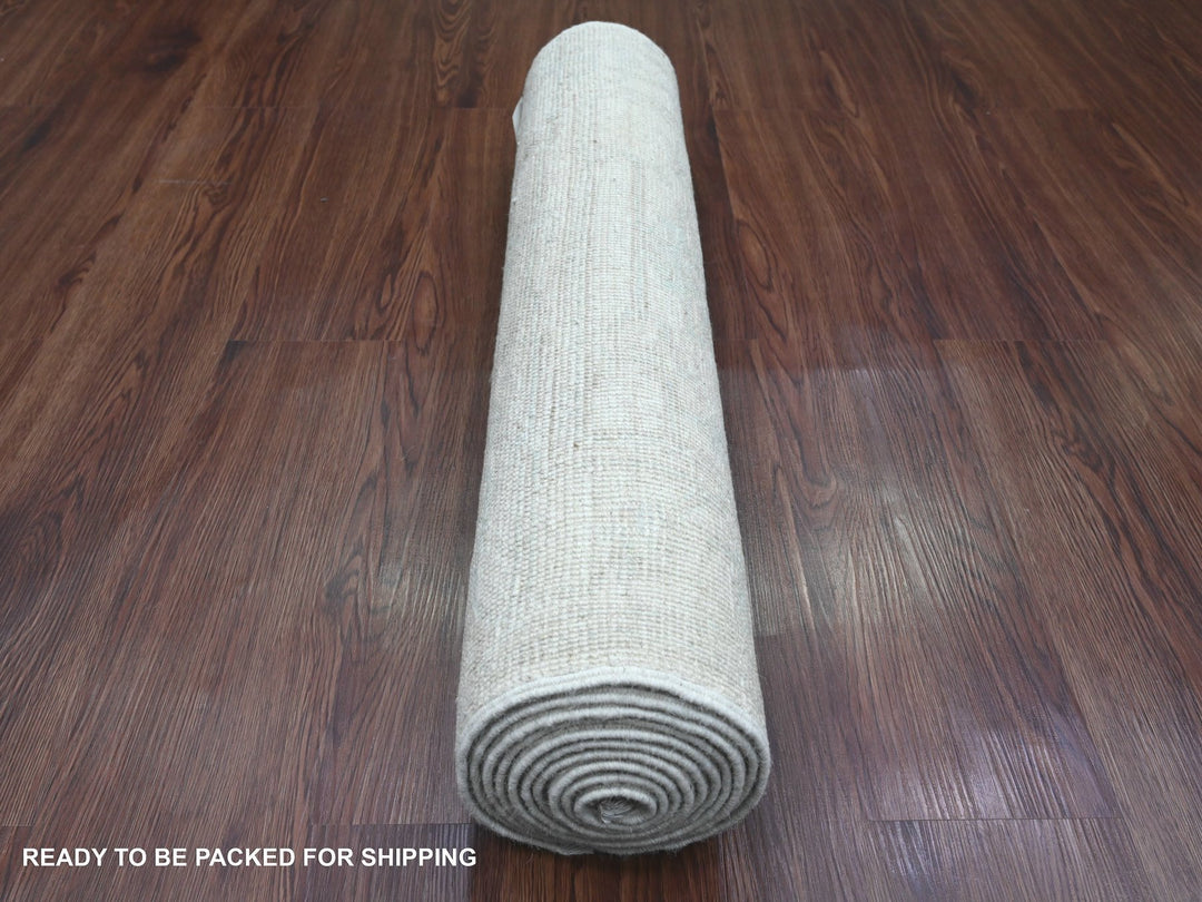 2'8" x 9'8" New Hand Knotted Ivory Wool Runner Oriental Rug - MOA10220577
