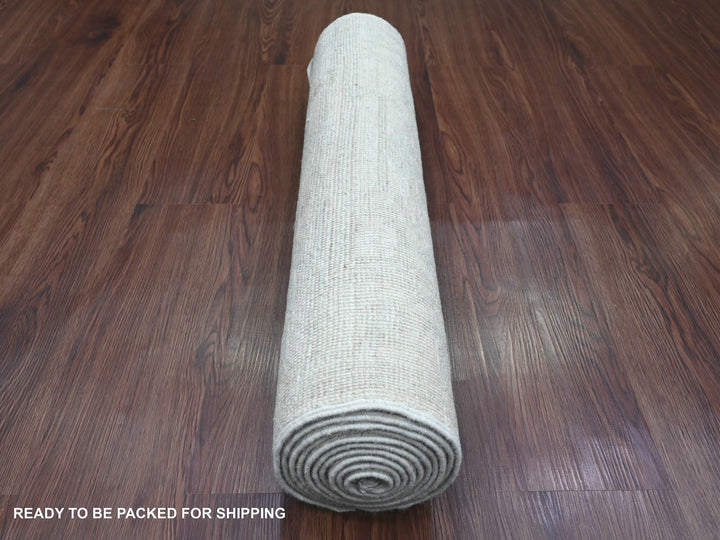 2'8" x 9'8" New Hand Knotted Ivory Wool Runner Oriental Rug - MOA10220577