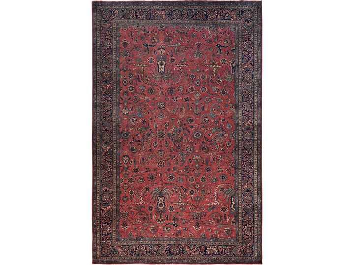 13'2" x 20'8" Vintage Hand Knotted Red Wool Rectangle Oriental Rug - MOA1022057