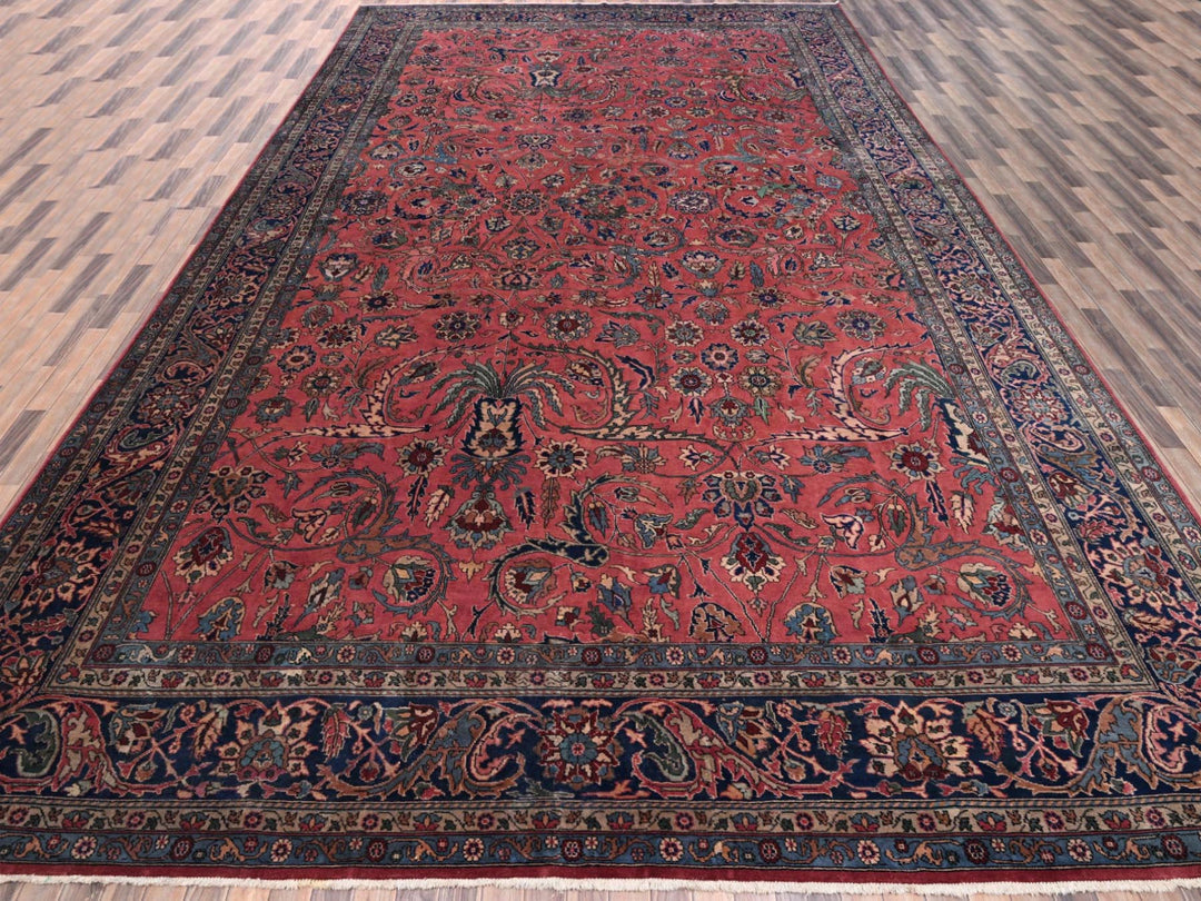 13'2" x 20'8" Vintage Hand Knotted Red Wool Rectangle Oriental Rug - MOA1022057