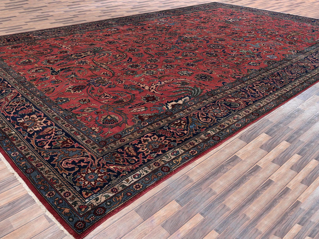 13'2" x 20'8" Vintage Hand Knotted Red Wool Rectangle Oriental Rug - MOA1022057