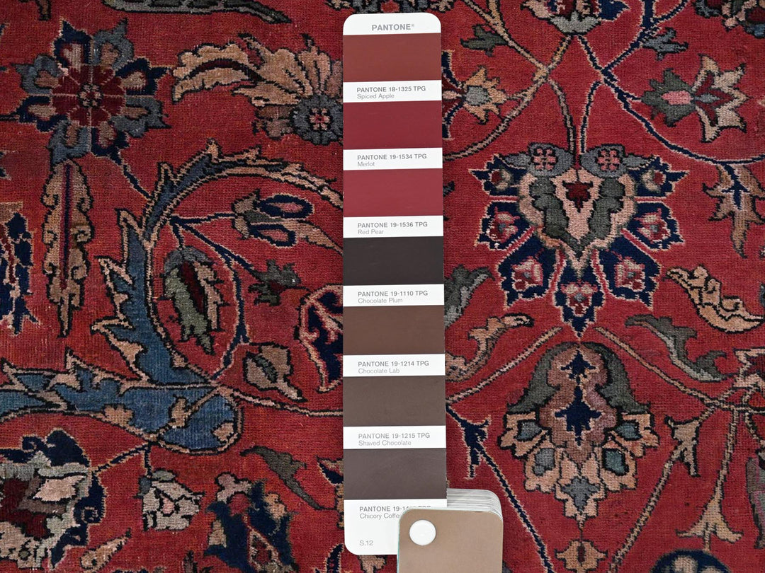13'2" x 20'8" Vintage Hand Knotted Red Wool Rectangle Oriental Rug - MOA1022057