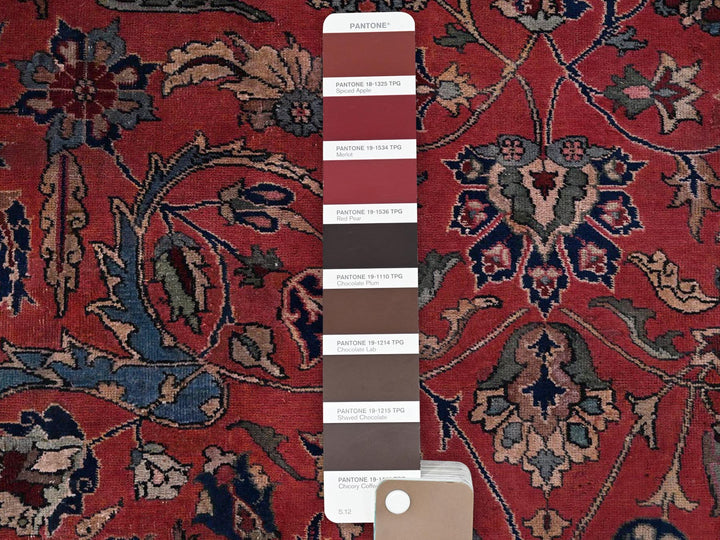 13'2" x 20'8" Vintage Hand Knotted Red Wool Rectangle Oriental Rug - MOA1022057